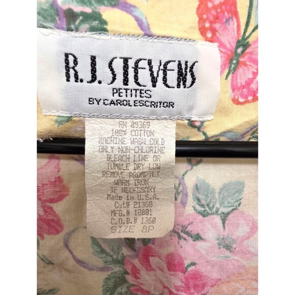 Vintage R.J. Stevens Floral Button-Front Sleeveless Midi Dress With Pockets Size - Picture 9 of 10